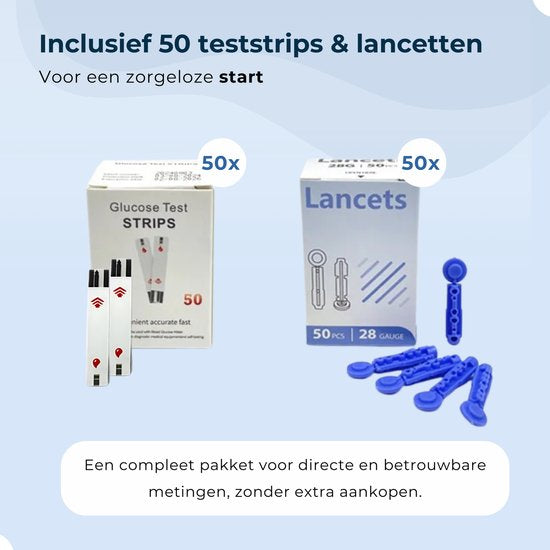 Peridux® - Glucosemeter - Startpakket - Inclusief GRATIS 50 Teststrips & 50 Lancettes